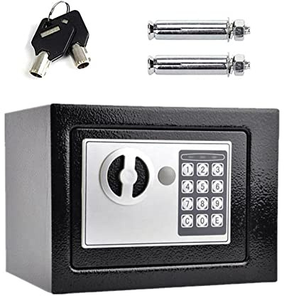 Tresor Klein, Klein Elektronik Safe Tresor mit zahlenschloss und 2 Notschlüssel Wasserdichte Elektronischer Tresor mit Zahlenschloss, Tresor feuerfest, Digitaler Safe Elektronischer 4.6L - Schwarz