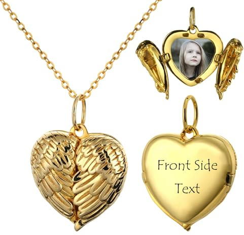 MeMeDIY Herz Medaillon Halskette 925 Sterling Silber Personalisiert Foto Anhänger Gravur Kette Gold/Roségold Geschenke für Frauen Mutter Muttertag Weihnachts mit Geschenkbox