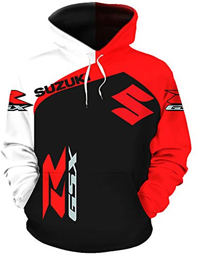 SPONYBORTY Chaquetas con Capucha Hombre Mujer para Su-ZUki Gsx-R Impresión 3D Cardigan Casual Poliéster Sudadera Blusa/A/M