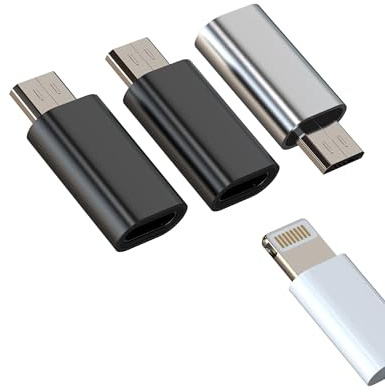 Adaptador Lightning a Micro USB (paquete de 3) Apple Jack Hembra Android Macho Convertidor Iphone Enchufe Cable Cargador Conector Cargador Puerto Adaptador Compatible para Huawei Xiaomi Redmi Google