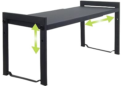 Goodsnetic Expandable Cabinet Shelf 13.8~26(L), Cupboard Shelf, Black L | 22LBS Heavy Duty Riser, Fits Most Cupboards, Adjustable Length for Kitchen Counter, Sink, Pantry Storage, Kitchen Organizer
