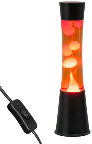 Global Gizmos 48839 Orange and Pink Lava Lamp/Black Base Colour/Retro Nostalgia/Relaxing Mood Light/Modern Tower Design / 16 Inch Height