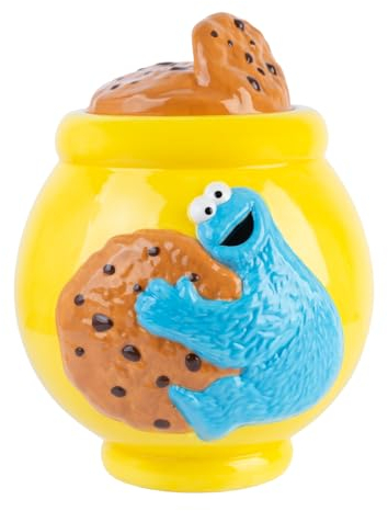 Grupo Erik Keksdose Keramik Sesamstraße Krümelmonster - Aufbewahrungsbox mit Deckel Keksglas Groß 21,0 x 27,0 x 22,0 cm Vorratsbehälter mit Deckel Offizieller Sesamstraße Fanartikel