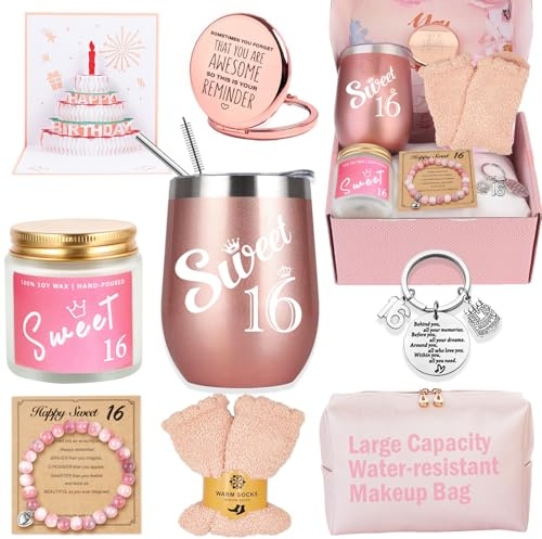 Awfrky Cadeau Fille 16 ans anniversaire, coffret cadeau pour les meilleurs amis, fille, sœur, petite amie, collègue, meilleure amie, anniversaire de femme unique