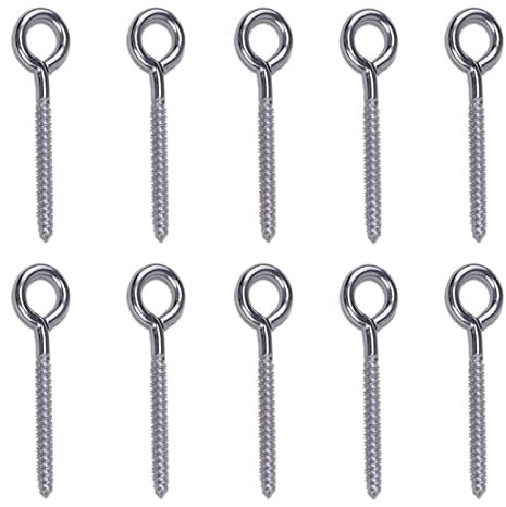 PiurUf Dübel Schrauben Set 10 Pack Edelstahl Augenformschrauben Metallhaken Holz terminal Ring Ösen Haken Selbstschneidende Schrauben M6 Schrauben