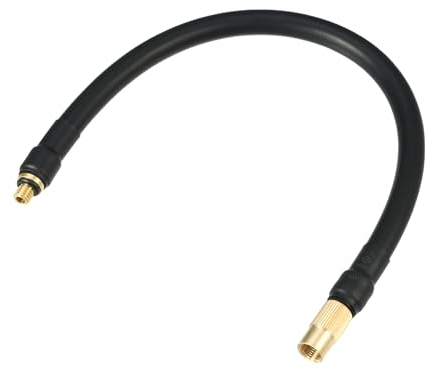 Motoforti Universal M6 Inflator Air Pump Hose Adapter Tyre Valve Inflator Extension Hose, 30cm Length, Copper Rubber, Black