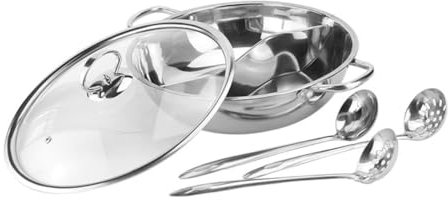 PRETYZOOM Set Di Pentole Calde in Acciaio Inossidabile Sapore 32cm Con Cucchiaio e Scolapasta Utensili Da Cucina Per Stufato e Zuppa Per Riunioni Di Famiglia e Amici