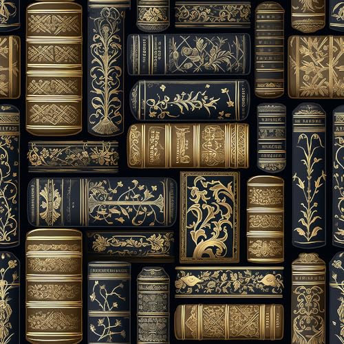 REDAMANCY Vintage Abstract Baroque Magical Reading Books Peel and Stick Wallpaper Vintage Wall Paper Stick on Contact Paper Easy Peel Off for nightstand Drawer Renter Friendly 17.7x236