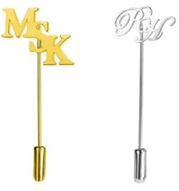 Benutzerdefinierte Initialen Namensbuchstaben Brosche - Personalisiertes Namensbuchstaben-Logo Männer Lange Nadel Frau Edelstahl Anzug Brosche Schmuck Für Vatertagsgeschenke