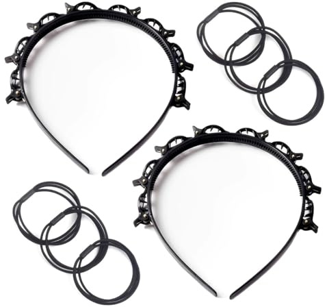 AOEVUIR 2 Pcs Bangs Hairstyle Hairpin Frisurenhilfe Haarreif mit Klammern Haarnadeln Friseurbedarf Stirnband Haarhalter Haarschmuck Haarband Haarband mit Clips Twist Clip Stirnband （Mit 6 Haarbändern）