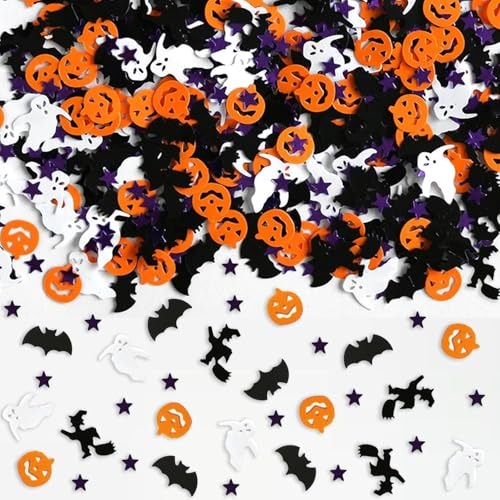 smartelf 800 Stück Halloween Party Confetti, Halloween Konfetti Tischdeko, Halloween Confetti, Streudeko Halloween Party Tisch Deko, Horror Halloween Dekoration,Happy Halloween Tischdeko Schwarz