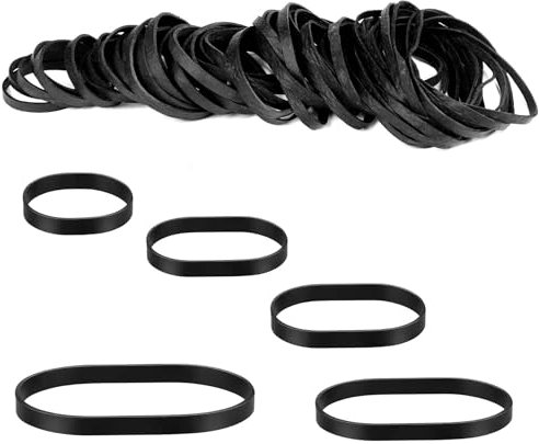 100pcs Large Tactical Rubber Bands - 5 Sizes, Heavy Duty, Extra Wide & Thick, Weather-Resistant - Black