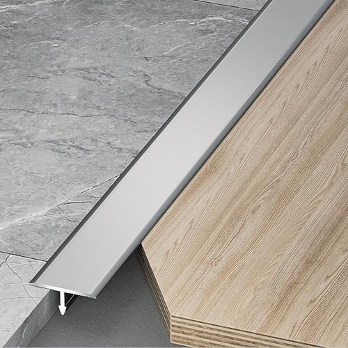 Raouoae Übergangsprofil Boden/Tür T-Profil Bodenleiste 3 Stück 100cm Übergangsschiene Flache Trennleiste Türschwellen Leiste Ausgleichsprofil Übergangsstreifen(Herr grau,Breite: 15 mm)