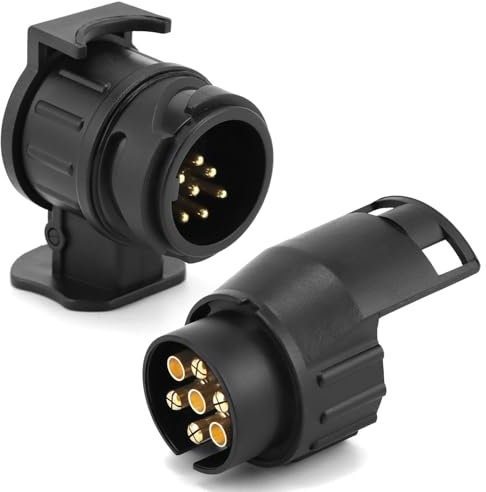QWORK® 13 Pin to 7 Pin and 7 Pin to 13 Pin Towing Adaptor, 12V Waterproof Trailer Socket Converter Connector for Caravans Trailers