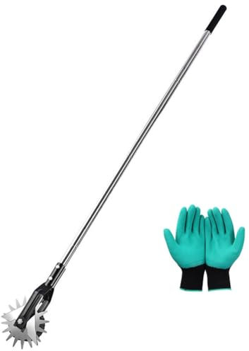 Muuoeou Kantenschneider mit Rädern, Rasenkantenschneider mit Einstellbarer Länge, Kantenschneider Aus Edelstahl, Rasenwerkzeug für Manuelle Kantenschneider, Kantenschneider mit Rotation