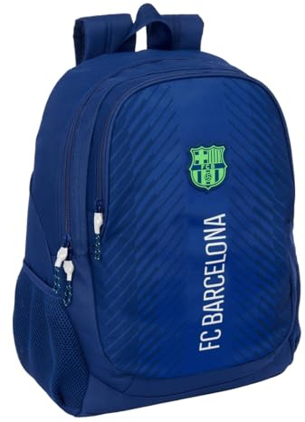 Safta F.C. BARCELONA NAVY BLUE - Sac à dos scolaire pour enfants, idéal pour les enfants de différents âges, confortable et polyvalent, qualité et résistance, 32 x 16 x 44 cm, bleu marine, M,