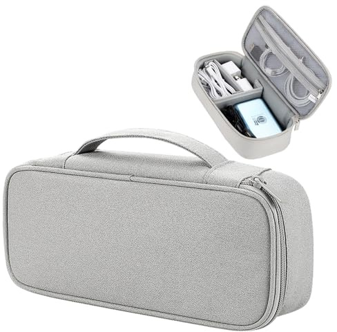Teskyer Kabeltasche Organizer, Kabel Organizer Tasche, Reise Essentials Elektronik Zubehör Tasche, Protable Tech Pouch für Ladegeräte, Kabel, Power Bank, SM13 - Grau