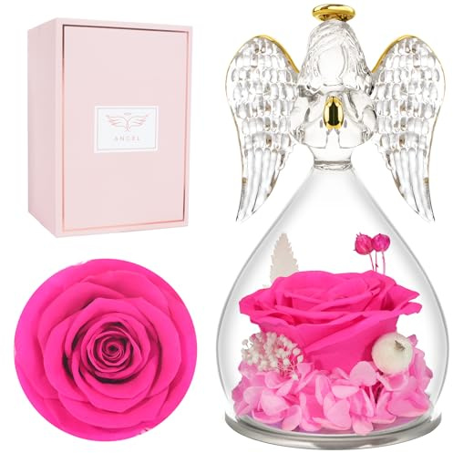 Miofula Rosa Stabilizzata Vera Regalo Donna, Rosa Eterna Angeli Regalo Mamma Nonna Compleanno,Rose Stabilizzate Angelo Regali Fidanzata Anniversario, Fiori Stabilizzati Regali Natale Festa della Mamma