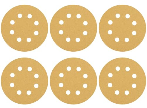 sourcing map 20Pcs 5 Sanding Discs 100Grit Yellow Aluminum Oxide 8 Hole | Hook and Loop Sandpaper Round Orbital Sander Sandpaper for Woodworking Automotive Metal Polishing