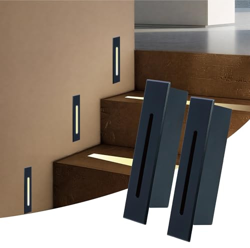 2stk. Unterputz Treppenbeleuchtung LED Wandeinbauleuchte 3W 220V IP65 | Schwarz Warmweiß Einbau Treppe Beleuchtung, Innen Aussen Wohnzimmer Treppenhaus Flur Balkon Treppenaufgang Kellertreppe Wand