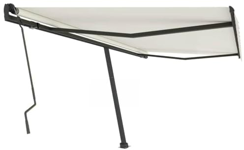 QJBSAVVA Standmarkise 400 x 300 cm Freistehende Markise mit Kurbelbedienung UV und Wetterbeständig für Terrasse Balkon und Garten