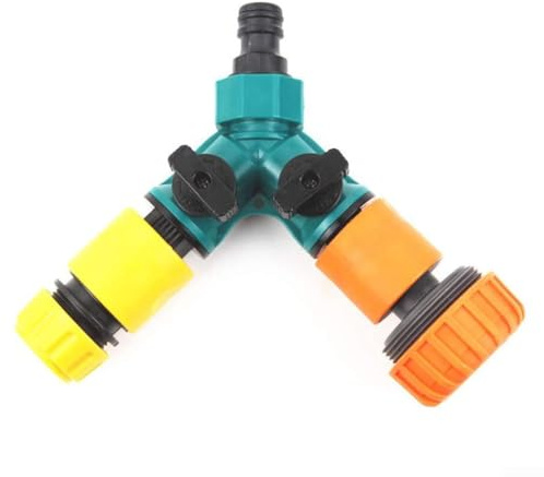 Honseadek 2 Wege Schlauchverteiler Gartenschlauchverbinder mit Drehschalter Einstellbar Wasserumsteller Ventil 3 4 Zoll Quick Connect Outdoor Wasserverteiler für