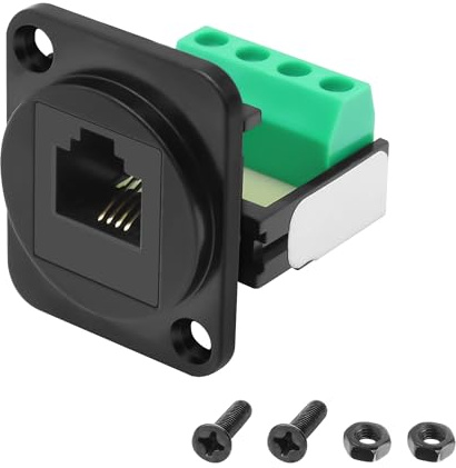 MEIRIYFA D-Type RJ11 6p4c Panel Mount CAT3 Screw Terminal Solderless Adapter，D-Type RJ11 Female to 4Pin Keystone Jack Connector for Telephone