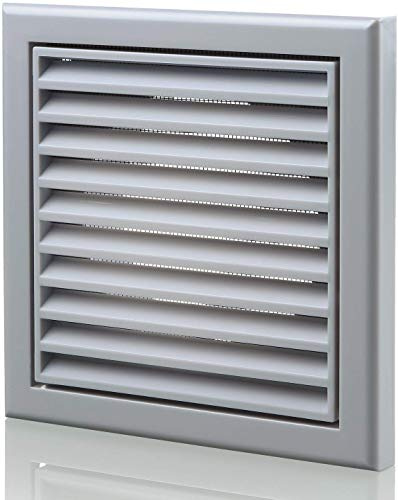 150mm Slate Grey Louvred Wall Vent Grille with Flyscreen – Weatherproof Exterior Duct Cover for Extractor Fan, Cooker Hood & Ducting – Outdoor Wall Air Vent with Mesh for Home Ventilation Systems