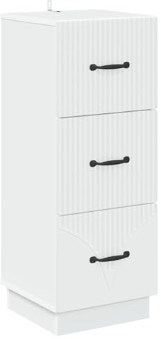 Nusvialune Lådskåp vit av trämaterial 33 x 34,5 x 87 cm med 3 lådor, mångsidigt för vardagsrum, kontor, hall, förvaringsutrymme och ordning