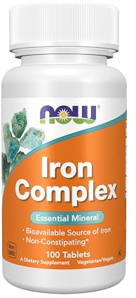 NOW Foods Supplements, Iron Complex, Non-Constipating*, Essential Mineral, 100 Tablets