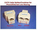 Dualcomm Kit Cavo condiviso RJ45 / RJ11 - Collegamento delle Linee Ethernet telefonici Tramite Una Rete Via Cavo Rosso