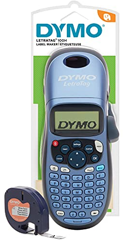 Dymo S0883990 LetraTag Handheld Label Maker, ABC Keyboard Label Printer with Easy-to-Use, 13 Character LCD Screen, for Home or Office, Blue, LT-100H, Uk Version
