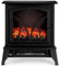 NETTA Electric Fireplace Stove Heater 2000W with Fire Flame Effect, 2 Heat Settings, Adjustable Thermostat, Freestanding Portable Electric Log Wood Burner Effect - Black