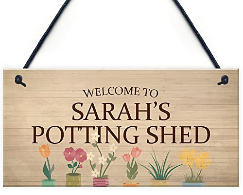 Red Ocean PERSONALISED Potting Shed Greenhouse Sign For Garden Summer House Sign Gift For Her