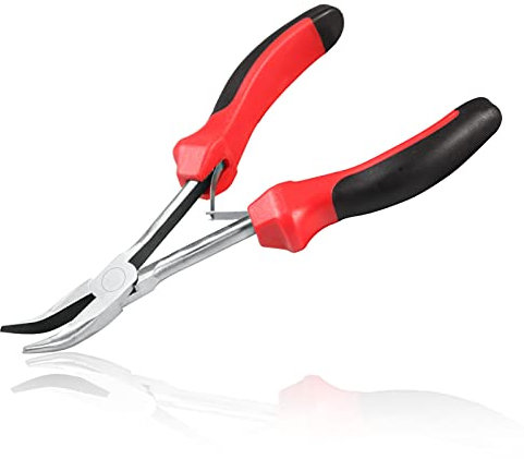 Leontool - Pinze a becco curvato da 16,5 cm a lunga portata piegata, con becchi lunghi piegati, pinze a becco lungo, per lavori di artigianato e riparazione di gioielli