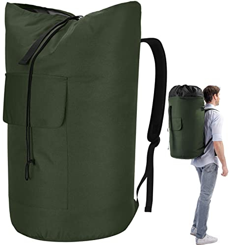 Sac à Linge Sale XXL 115 Litres - Sac de Voyage Avec 2 Bretelles Rembourrées - Rangement Pliable, Vêtements, Marin