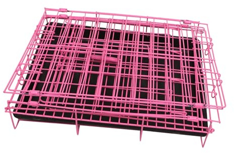 POPETPOP Cage pour Chien Chat et Lapin avec Toilettes pour Petit et Moyen Chien Rose