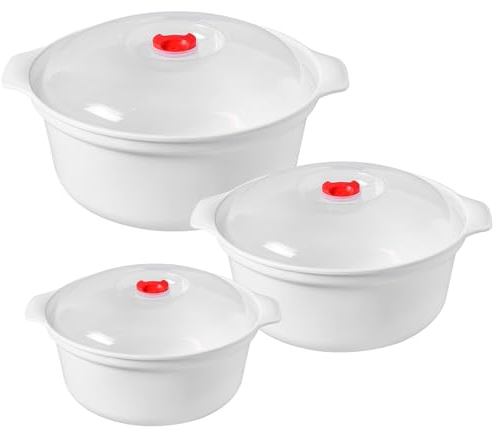 Sporgo 3 piatti per microonde con coperchio: stoviglie per forno a microonde, con ventilazione, piatti a microonde, senza BPA, per riscaldare, congelare (2), WLQ-ZN127-SCCJ-2