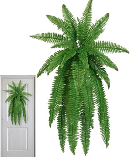 Chaies Konstväxter för utomhusbruk, konstgjorda växter för utomhusbruk | simulerade konstgjorda växter för utomhusbruk, realistisk konstfarna med 18 grenar | vattentät konstgjord grön,