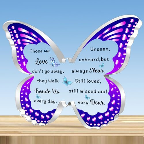 JMIMO Sympathy Gift Memorial Gifts Bereavement Gifts for Loss of Loved One Remembrance Gifts Butterfly Acrylic Plaque Sorry for Your Loss Gifts Grave Decorations