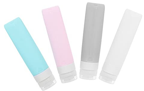 LALADEFIEE 4pcs Travel Bottles for Toiletries Reusable Empty Bottle Silicone Lotion Dispenser for Packing Washing up Liquid Items