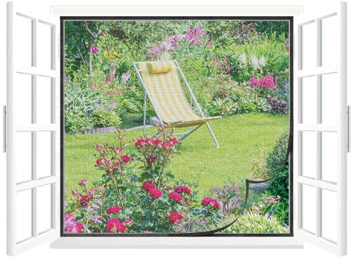 Mosquitera para Ventana 120 x 140 cm,Protección Contra Insectos para Ventana, No es Necesario Taladrar, Tamaño Fijo No Admite el Recorte DIY, Negro