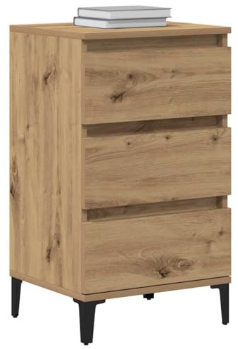 vidaXL Armario de Noche con cajón Roble Artesanal 45 x 35 x 44 cm, Mesa de Noche compacta, con Estilo rústico y Moderno, Ideal para almacenar en tu Dormitorio