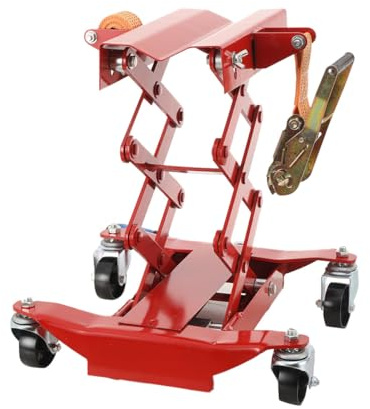 ECUTEE Cric de transmission au sol 200 kg avec quatre roulettes pivotantes très résistantes, hauteur 185-590 mm cric de transmission au sol pour boîtes de vitesses de levage