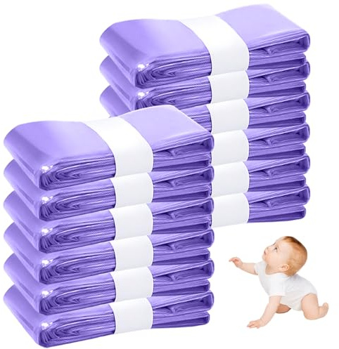 12er-Pack Nappy Bin Refills, vacvad 4.5m Diaper Bin Pail Disposal Bags, Nappy Bin Liners Replacement Strong Seal & Tear Resistance, Compatible with Most Nappy Disposal Systems (Purple)