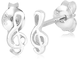 Elli Damen Ohrringe mit Notenschlüssel Motiv Musik Filigran Instrument in 925 Sterling Silber