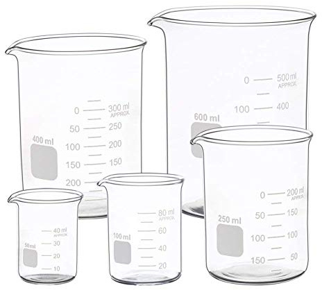 Borosilikatglas Bechergläser Set Becherglas mit klare Ausguss 50ml 100ml 250ml 400ml 600ml Meßbecher