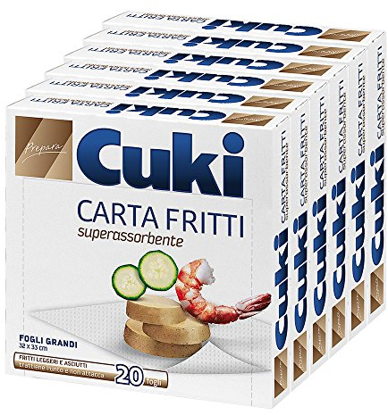 Cuki Carta Fritti Superassorbente In Fogli 32 X 33 Cm - 6 Confezioni Da 20 Fogli