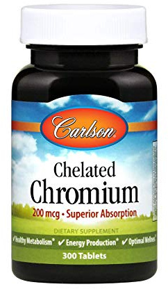 Carlson Chelated Chromium 200 mcg Superior Absorption - Healthy Metabolism Energy Production & Optimal Wellness - 300 Tablets
