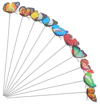 ULTNICE 10 Stück Künstliche Schmetterling Blumenstecker 7Cm Doppellagig Gartendeko Für Haus Und Garten